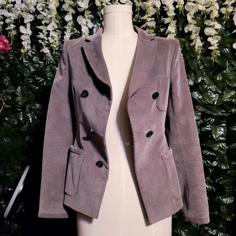 Women's Gray Balenciaga Pea Coat-Size 36 Shell Velvet buttons.